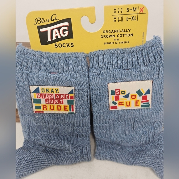Blue Q tag socks "Okay kids are just rude" - Picture 1 of 3